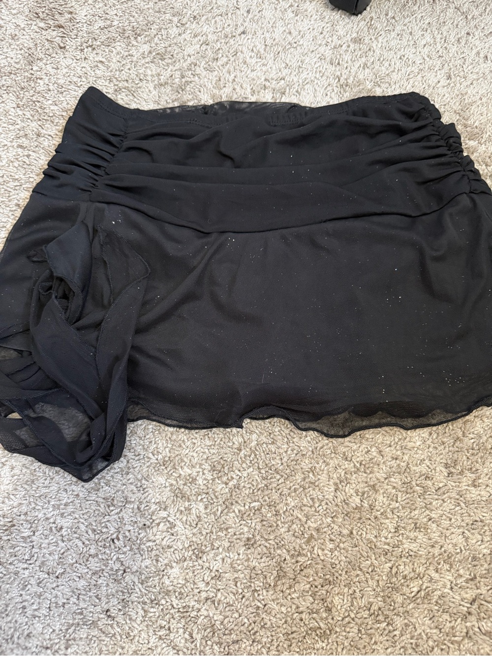 refuge Black Sheer Overlay Ruched Waist Mini Skirt